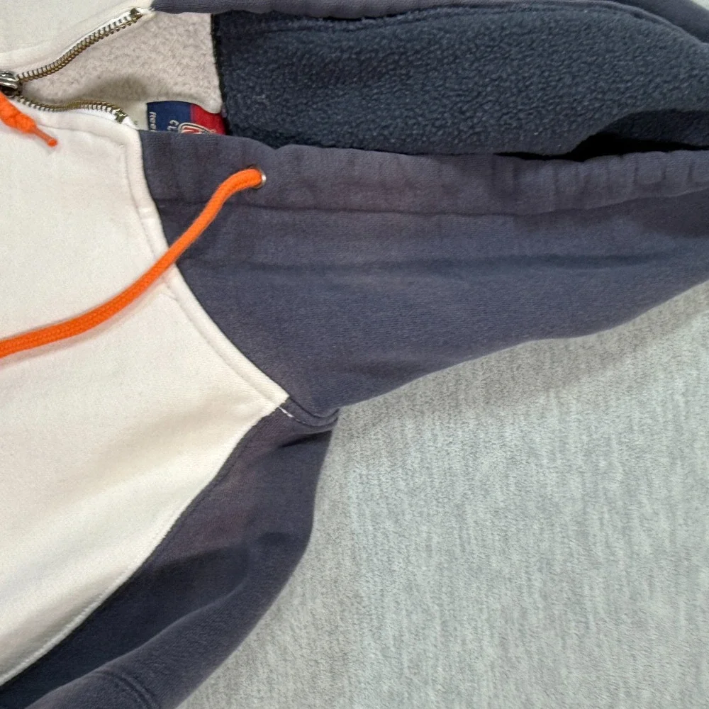 Reebok Hoodie Men L Navy White Bears NFL Gridiron Classic Half Zip Pullover‎